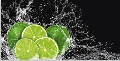 Produktbild von ARTland Glasbild Limone mit Spritzwasser Größe: 100x50 cm