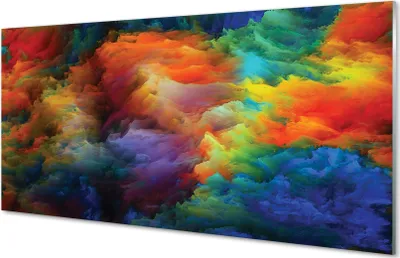 Produktbild von Glasbilder 100x50 Wandkunst 3d bunte Fraktale
