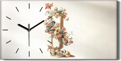 Produktbild von Wanduhr Uhr Wandbild Leinwand Geräuschlos 60x30 Gemälde Blumen Pflanzen Kunst - schwarze Hände