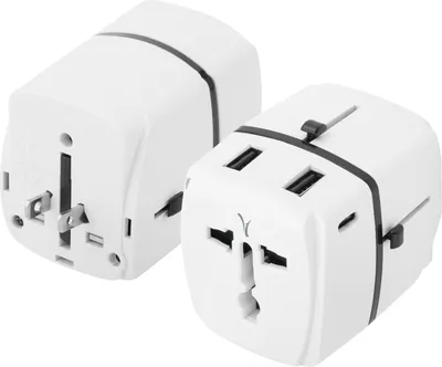Obrázok produktu pre Akashi, cestovný adaptér USA Európa UK 2 USB 2 USB C, biely