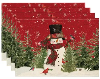 4er-Set Weihnachtsplatzsets, 30x45 cm, abwaschbar, rot