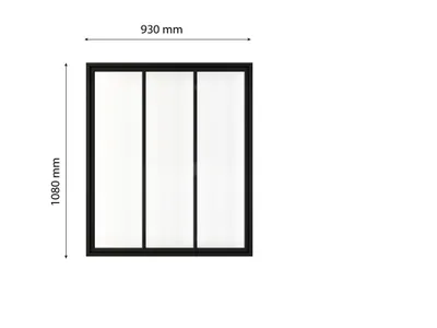 Produktbild von inova Innenfenster 930 x 1080 mm, 3-teilig, Stahlrahmen Schwarz, Klarglas, Loftstil