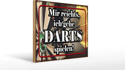 Produktbild von Holzschild  mir reichts ich gehe Dart spielen, 40 x 30 cm, Holzschilder Spruch Sport Hobby