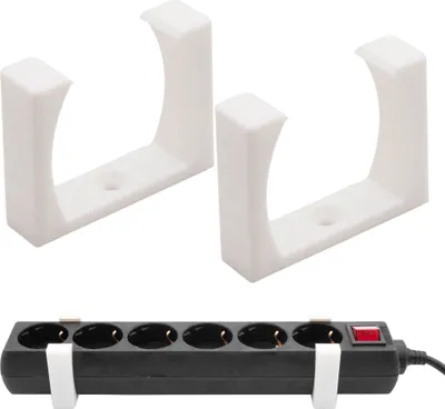 Produktbild von 2x Wandhalterung Steckdosenleiste Halterung Steckdosenhalter Weiß Steckdose Universal