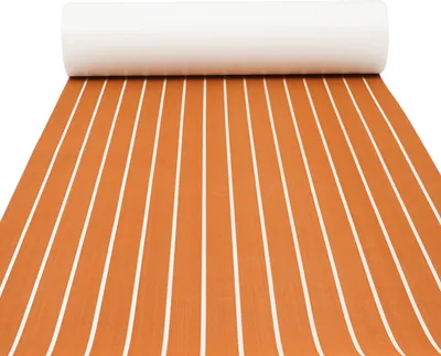 Produktbild von EVA-Schaum Teak-Fußmatte, 240 x 90 cm, 6 mm Dicke, rutschfest, Braun mit Streifen