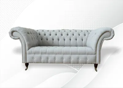 Immagine prodotto di Divano Chesterfield a due posti per soggiorno, rivestito in tessuto