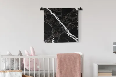 Produktbild von MuchoWow® Wandteppich Wandbehang Marmor - Schwarz - Weiß - Muster 60x60 cm Tapisserie Dekoration Wandtuch - Dekorationen - Wand Decke