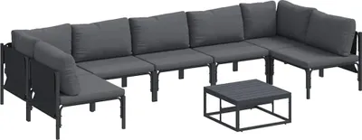Immagine prodotto di vidaXL Set di divani da giardino con cuscini 8 pezzi in acciaio nero