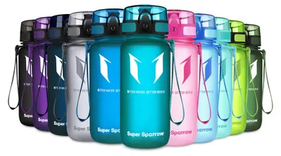 Produktbild von Super Sparrow Trinkflasche - Tritan Wasserflasche - 350ml - BPA-frei - Ideale Sportflasche - Schnelle Wasserdurchfluss, Flip Top, öffnet Sich mit 1-Click