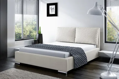 Produktbild von Polsterbett Bett Doppelbett GALENO 140x200 cm in Stoff Weiss