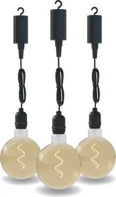 Produktbild von Calex Hängelampe, Pendel Außenbeleuchtung mit Batterie, Filament Gold, Dekorative Lampe, 4 Lumen Sanfte Lichtleistung, 3er Pack