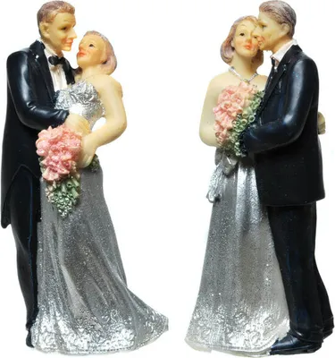 Produktbild von 2er Set Silber Brautpaar stehend 10cm