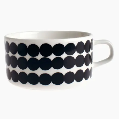 Produktbild von Marimekko Teetasse Oiva-Siirtolapuutarha Weiß-Schwarz