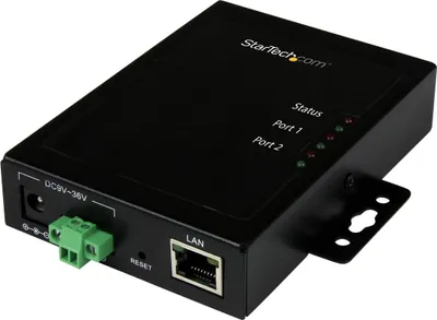 Immagine prodotto di StarTech.com Server per dispositivi Seriali a Ethernet IP a 2 porte  RS232  Montabile e in Metallo