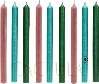 Immagine prodotto di Set di 9 candele lunghe da tavola Cactula da 28 cm – Colori primaverili – Rosa, turchese e verde