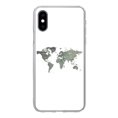 Produktbild von MuchoWow® Handyhülle Schutzhülle Hülle für iPhone X Weltkarte - Grün - Weiß Silikon Softcase Handy Hülle - Handyhülle