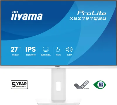 Produktbild von iiyama ProLite XB2797QSU-W1, 68,6 cm (27"), 2560 x 1440 Pixel, Quad HD, LED, Weiß