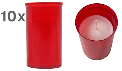 Produktbild von 10x Grabkerze rot Tagebrenner Grablicht Trauerkerze Grableuchte Grabschmuck