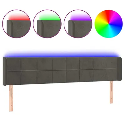 Obrázek produktu pro vidaXL LED čelo postele tmavě šedé 163x16x78/88 cm Velvet