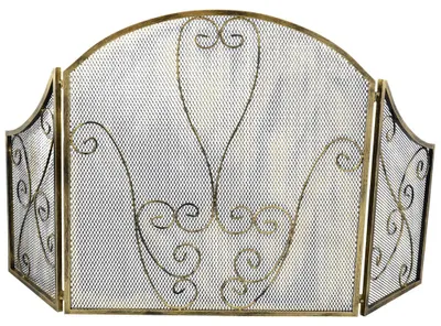 Zdjęcie produktu dla Osłona kominka HowHomely, ochrona przed iskrami i ogniem, 136x72 cm, czarna i złota, metal