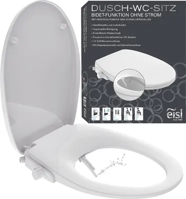 Produktbild von EISL Dusch WC-Sitz Aufsatz, Toilettensitz mit Bidet Einsatz, Po Dusche & Absenkautomatik, Weiß