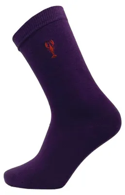 Produktbild von Uni Socken mit Hummerstickerei lila – Lila – 36-40