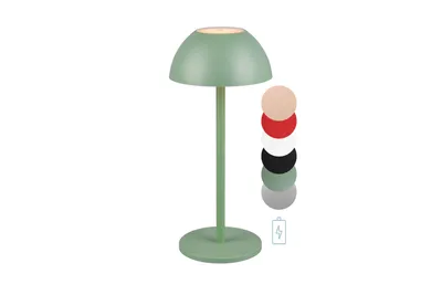 Produktbild von LED Akku Tischlampe, Tischleuchte, kabellos, dimmbar, 4-fach Touch, aufladbar, grün, IP54 Outdoor, lightling Robert