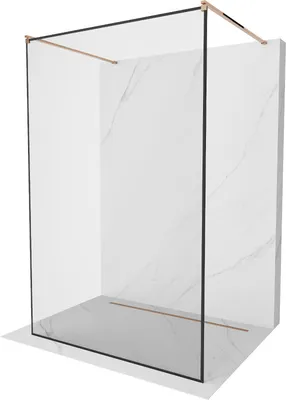 Produktbild von Mexen Kioto freistehende Duschwand 140 x 200 cm, Transparent/Schwarzes Design 8 mm, Rosa Gold - 800-140-002-60-70