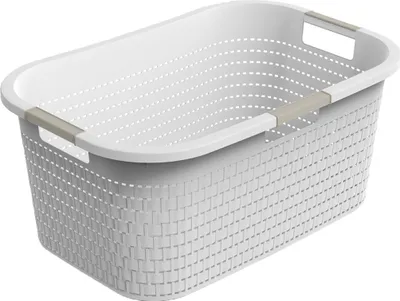Produktbild von Rotho Wäschekorb 40L Country - Wäschesammler groß - Wäsche Korb 59 x 39 x 25,2 cm - Wäschebox aus Kunststoff - Aufbewahrungskorb Wäschebehälter