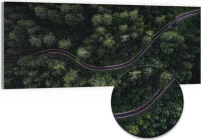 Produktbild von DEQORI Hybrid Leinwand Bild 125x50 cm 'Grüne Straßenwelt' Wandbild Glas flach modern