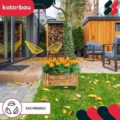 Zdjęcie produktu dla KOTARBAU® Donica Skrzynka Drewniana na Nóżkach 50 x 50 x 30 cm Doniczka Skrzynia z Agrowłókniną Opalana