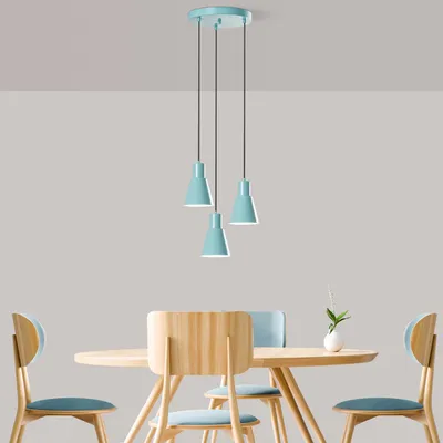 Produktbild von Opviq, Konikkem - 6357 - 3 - Turquoise, Kronleuchter, METALLKÖRPER, Türkis, 114 x 30 x 30 cm