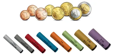 Produktbild von Vorgefertigte Münzhülsen für 1 Cent bis 2 Euro (1140 Stück) sortiert