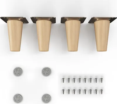 Produktbild von 4x sossai Holzfüße rund - gerade Ausführung 8cm Buche Öl-Finish