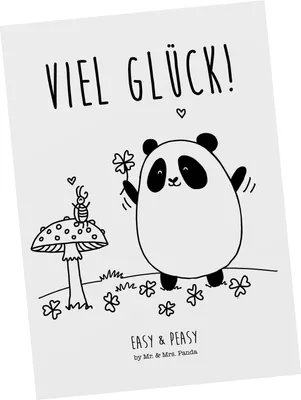Produktbild von Mr. & Mrs. Panda Grußkarte Panda Glück - Weiß - Geschenk, Postkarte, Ansichtskarten, Postkarten, Kunstkarten, bildkarte