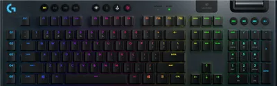 Produktbild von Logitech Gaming G915 - Tastatur - Hintergrundbeleuchtung - USB, Bluetooth, 2.4 GHz - QWERTY - US International - Tastenschalter: GL Tactile - Schwarz