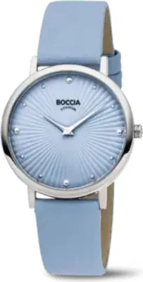 Produktbild von Boccia Damen Armbanduhr Trend 3365-01 Titan Lederband hellblau