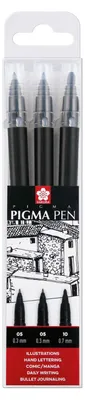 Obrázok produktu pre Sakura Pigma Technické pero Black 0,3 mm-0,7 mm 3 ks