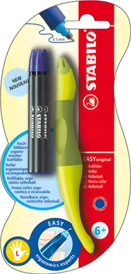 Produktbild von Stabilo Rollerball EASYoriginal limone/grün mit Refill links + name
