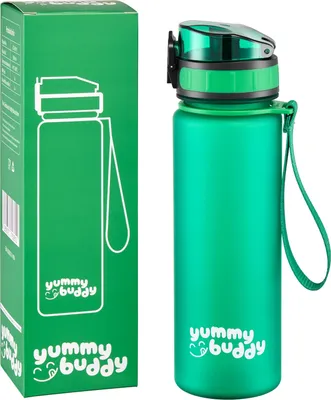 Image de yummy buddy Gourde pour enfants anti-fuite 500 ml, sans BPA, Gourde pour l'école pour la randonnée et la salle de sport, Gourde pour le sport avec insert à fruits, Gourde au goût neutre 500ml vert