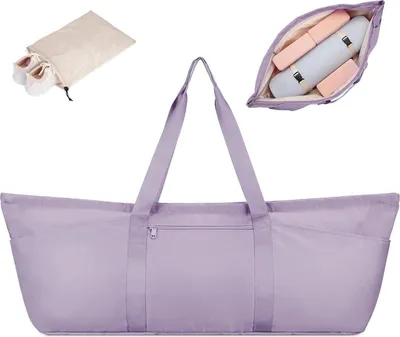 Immagine prodotto di Borsa sportiva Donna Yoga Borsa da viaggio Borsa grande con borsa porta scarpe Scomparto bagnato Borsa da uomo Palestra Pilates Viola