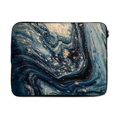 Produktbild von MuchoWow® Laptop Hülle 17 Zoll Laptoptasche Marmor - Farbe - Glitter - Gold - Zipper - Schutzabdeckung