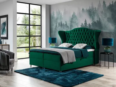 Obrázok produktu pre Kontinentálna manželská posteľ 180x200 NEIVA - zelená + topper ZDARMA