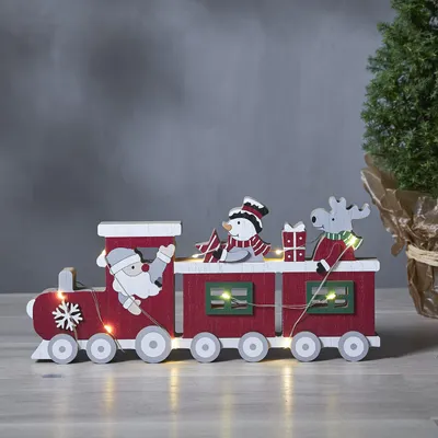 Zdjęcie produktu dla Figurka świąteczna drewniana ciuchcia Led BILLY