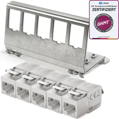 Produktbild von hb-digital 5-Port Hutschienenadapter mit CAT.6a Keystone Modul RJ45