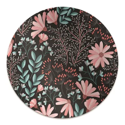 Produktbild von Rundmatte - Stuhlunterlage Bürostuhlunterlage - Rund Ø 100 cm - Bodenmatte - Fußmatte - Weinleseblumen