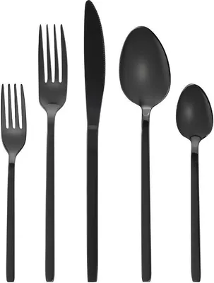 Produktbild von Ibenzoa® 10‑teiliges Besteckset für 2 Personen – schwarzes Besteck aus Edelstahl, titanbeschichtet, spülmaschinenfest