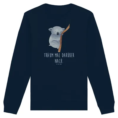 Produktbild von Mr. & Mrs. Panda Bio Baumwoll Pullover Koalabär Größe S - French Navy - Geschenk, schlafen, Lustige Sprüche, Sweater, Traumland, Pulli, Sweatshirt, Träumen, Koala