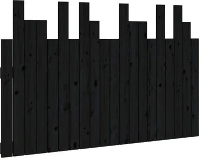 Produktbild von vidaXL Wand-Kopfteil Schwarz 127,5x3x80 cm Massivholz Kiefer