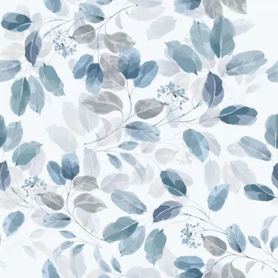 Produktbild von Solidchoice – Selbstklebende Tapete mit Blätermotiv, Blau, 44,5 cm x 200 cm